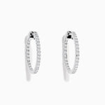 3/4" Diamond Hoop Earrings in 14K White Gold view 3