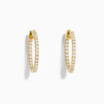 3/4" Diamond Hoop Earrings in 14K Yellow Gold, 0.74 ctw view 2