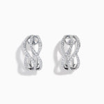 Diamond Pave Crossover Wave Earrings in 14K White Gold
