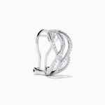 Diamond Pave Crossover Wave Earrings in 14K White Gold view 3
