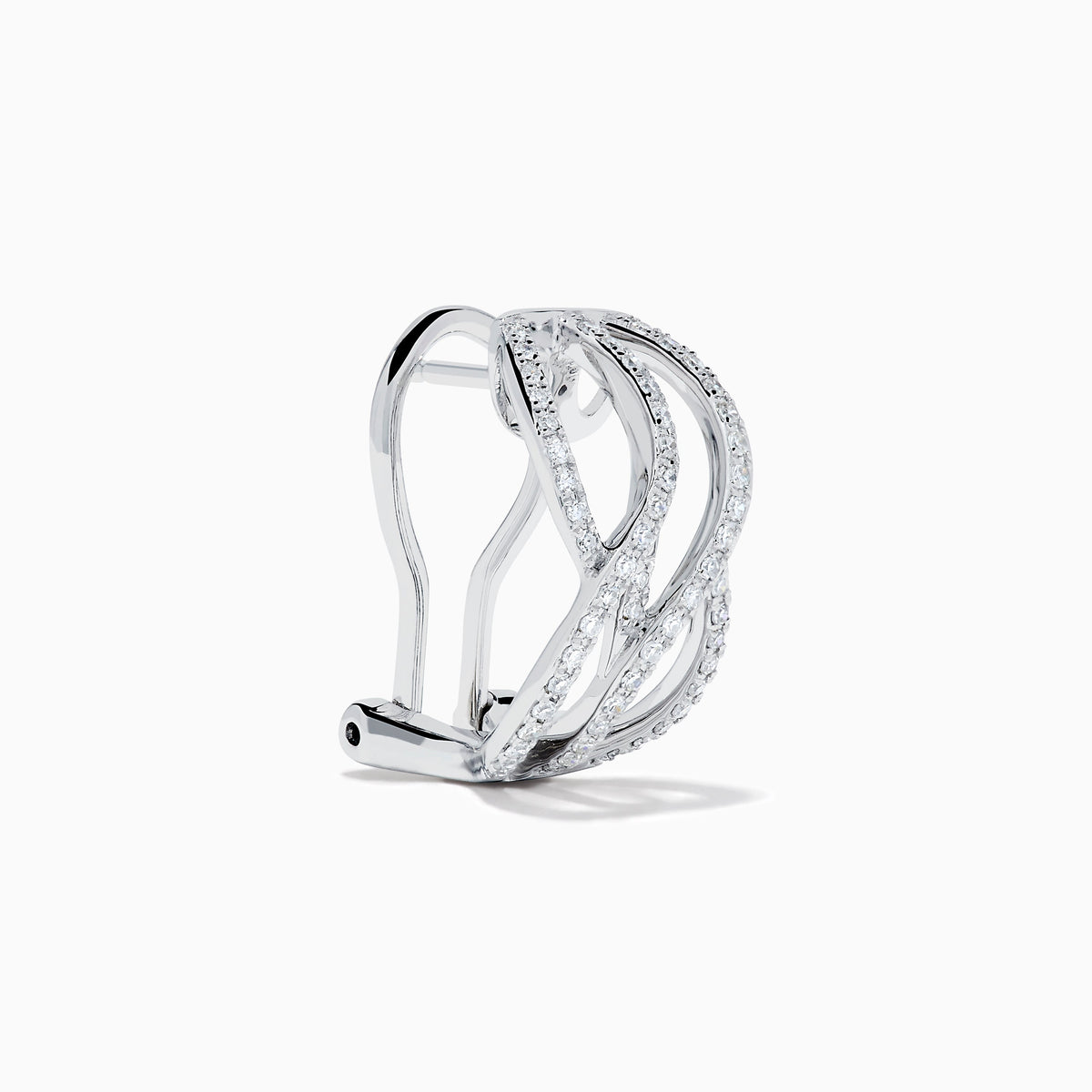 Diamond Pave Crossover Wave Earrings in 14K White Gold view 3