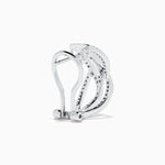 Diamond Pave Crossover Wave Earrings in 14K White Gold view 4