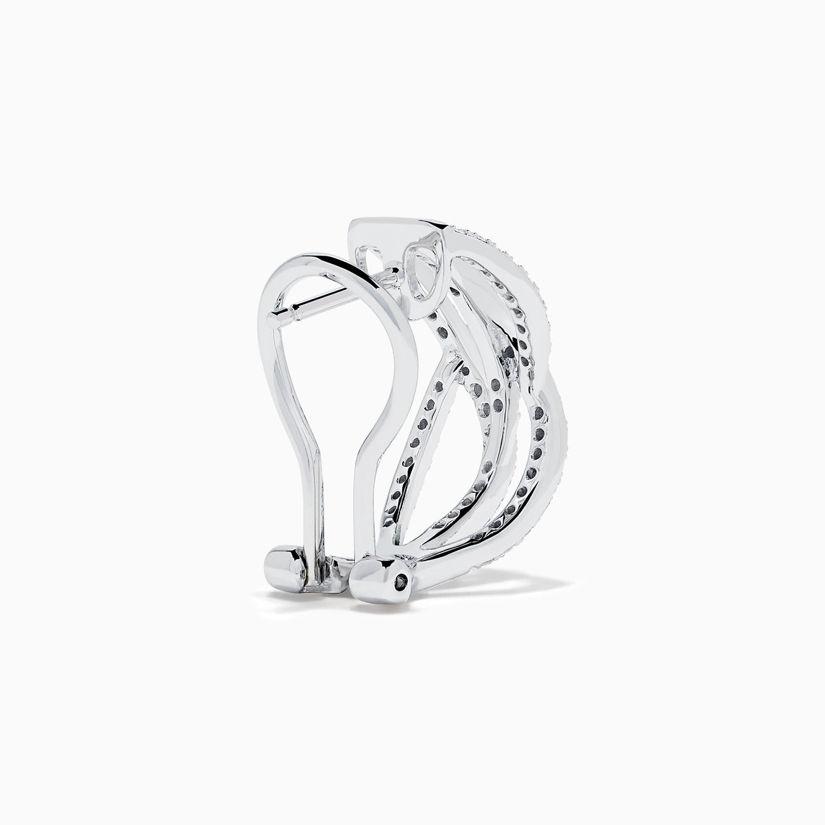 Diamond Pave Crossover Wave Earrings in 14K White Gold view 4