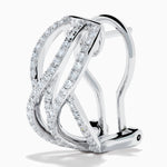 Diamond Pave Crossover Wave Earrings in 14K White Gold view 2