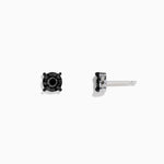 Black Diamond Stud Earrings in 14K White Gold, 0.49 ctw view 2