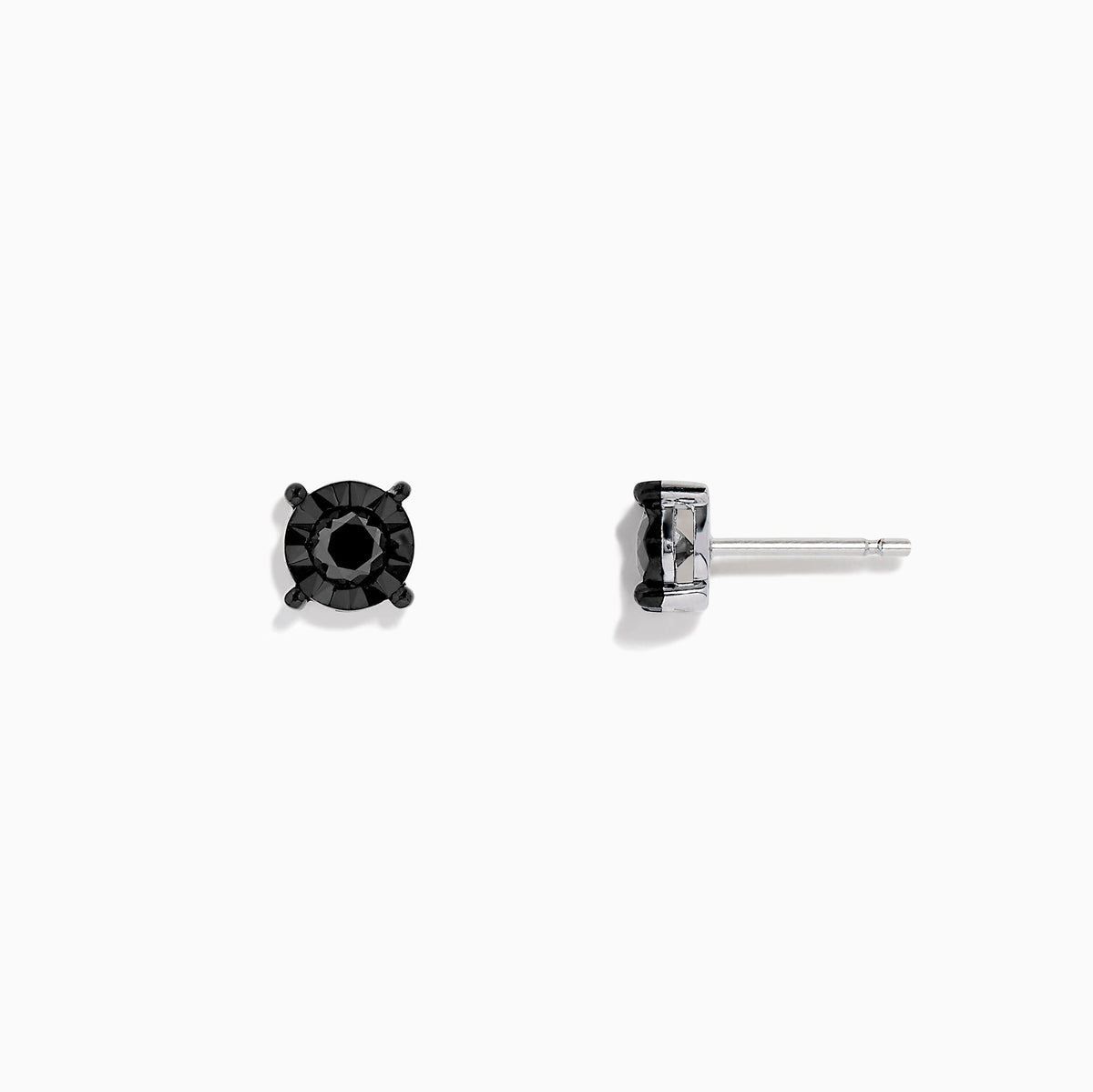 Black Diamond Stud Earrings in 14K White Gold, 0.49 ctw view 2
