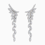 Diamond Drop Leaf Earrings in 14K White Gold