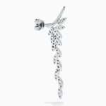 Diamond Drop Leaf Earrings in 14K White Gold view 4
