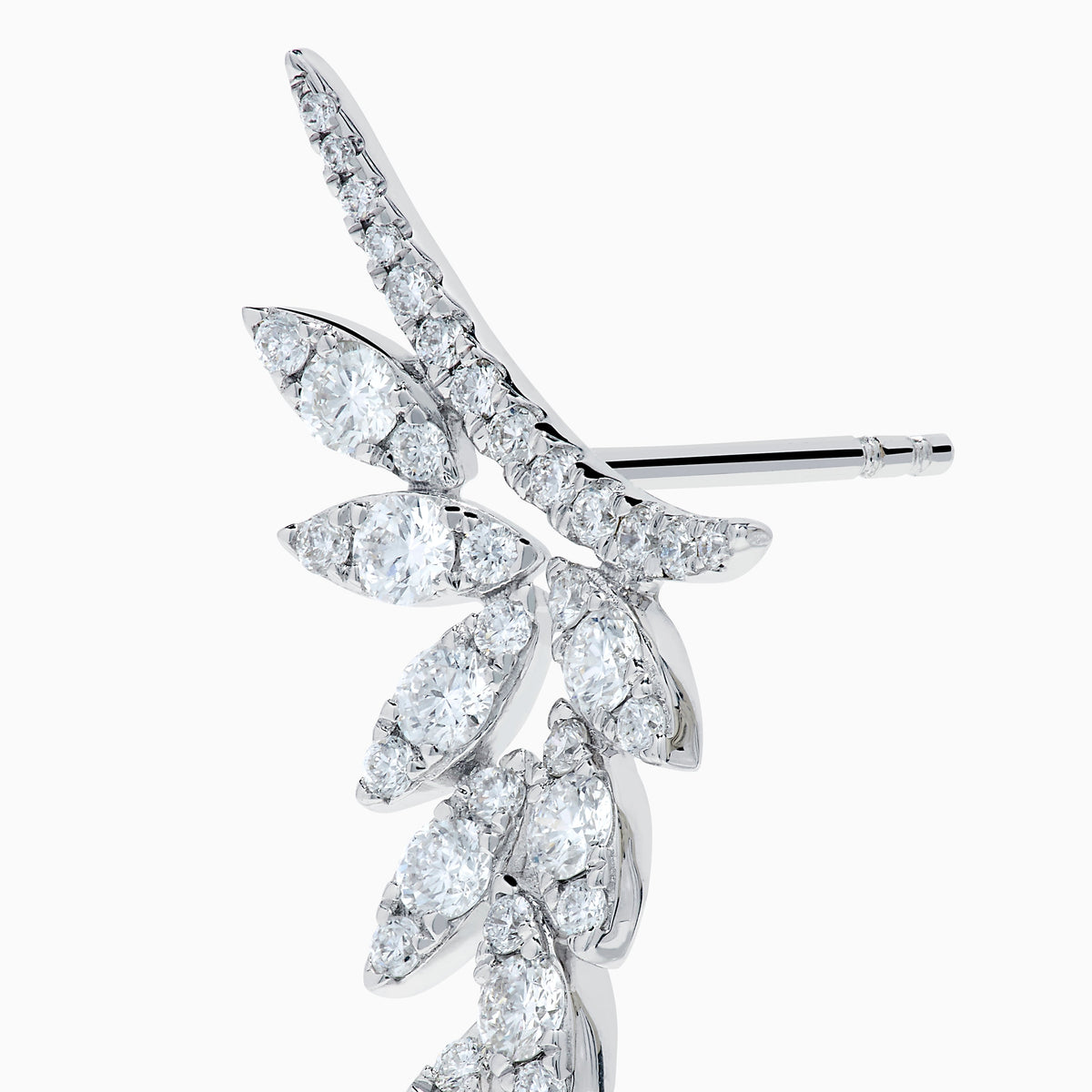 Diamond Drop Leaf Earrings in 14K White Gold view 2
