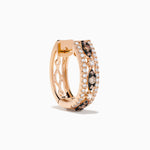 Espresso and White Diamond Openwork Huggie Earrings in 14K Rose Gold view 3