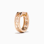 Espresso and White Diamond Openwork Huggie Earrings in 14K Rose Gold view 4