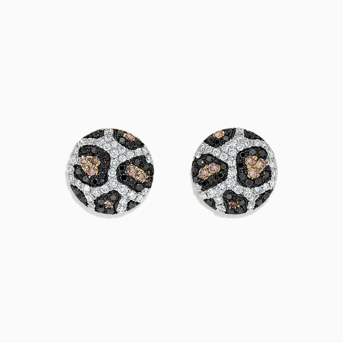Espresso, Black and White Diamond Earrings in 14K Yellow Gold, 0.94 ctw
