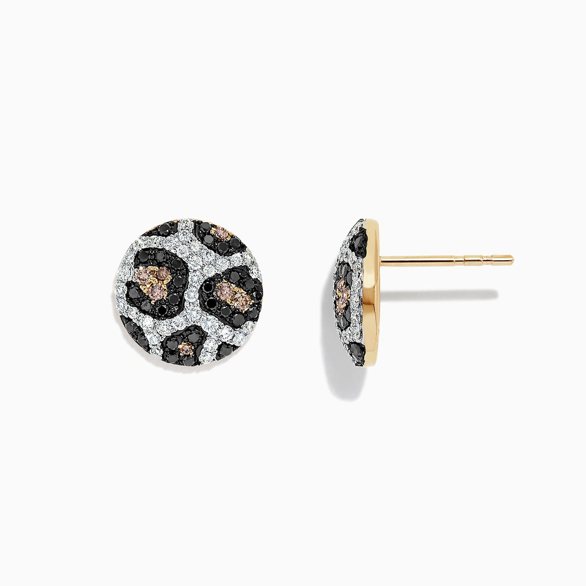 Espresso, Black and White Diamond Earrings in 14K Yellow Gold, 0.94 ctw view 3