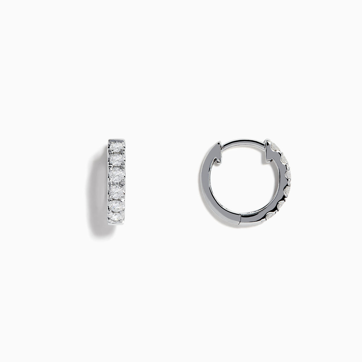 Diamond Huggie Earrings in 14K White Gold view 2