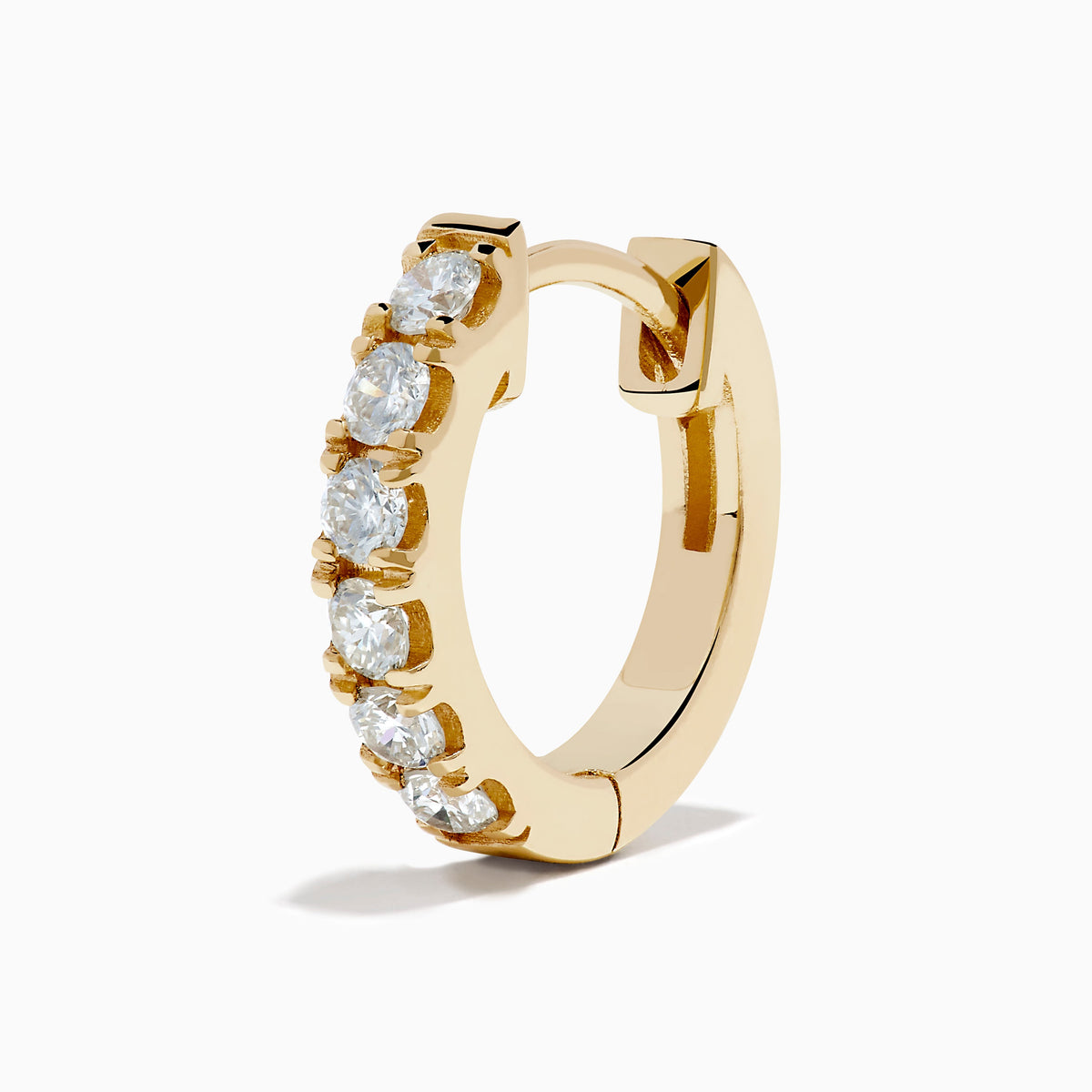Diamond Pavé Huggie Earrings in 14K Yellow Gold view 2