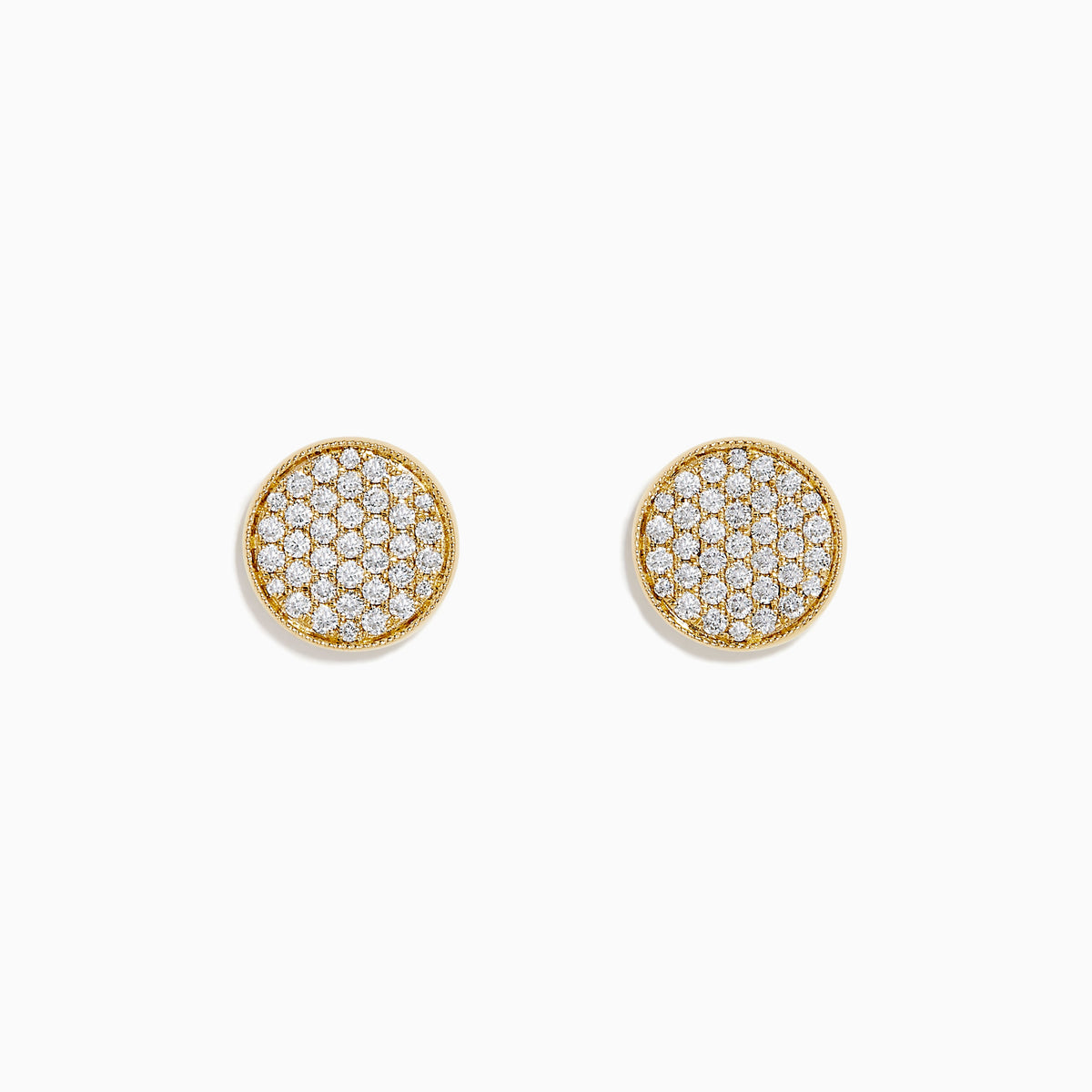 Diamond Disc Stud Earrings in 14K Yellow Gold