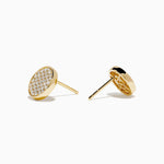 Diamond Disc Stud Earrings in 14K Yellow Gold view 2
