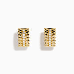 Diamond Laurel Leaf Mini Hoop Earrings in 14K Yellow Gold