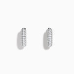 Diamond Three Row Pave Mini Hoop Earrings in 14K White Gold