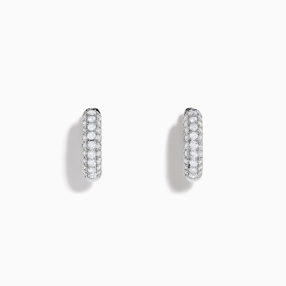 Diamond Three Row Pave Mini Hoop Earrings in 14K White Gold