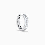 Diamond Three Row Pave Mini Hoop Earrings in 14K White Gold view 3