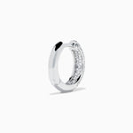 Diamond Three Row Pave Mini Hoop Earrings in 14K White Gold view 4