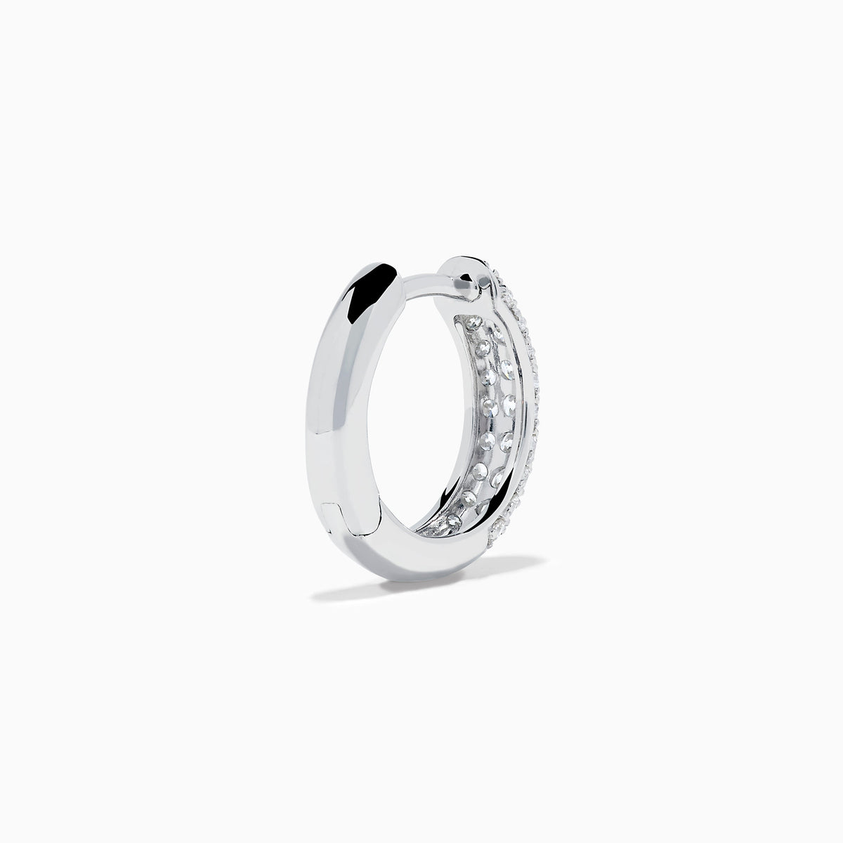 Diamond Three Row Pave Mini Hoop Earrings in 14K White Gold view 4