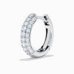 Diamond Three Row Pave Mini Hoop Earrings in 14K White Gold view 2