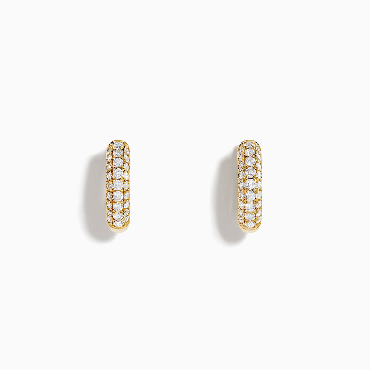 Diamond 3-Row Pavé Huggie Earrings in 14K Yellow Gold