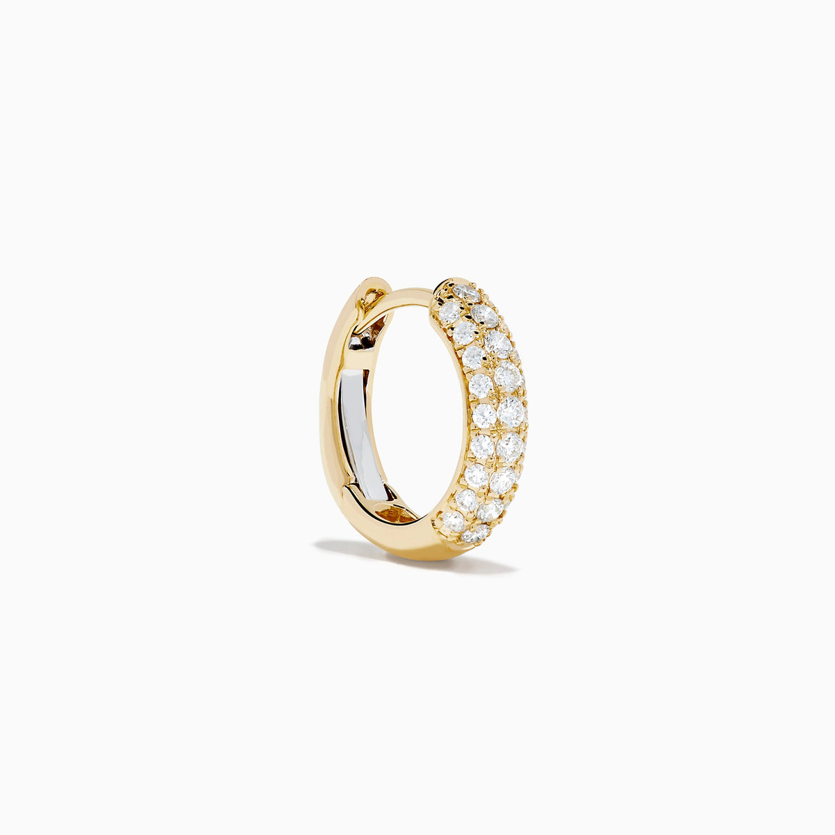 Diamond 3-Row Pavé Huggie Earrings in 14K Yellow Gold view 3