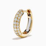 Diamond 3-Row Pavé Huggie Earrings in 14K Yellow Gold view 2