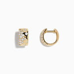 Scattered Diamonds Mini Hoop Earrings in 14K Yellow Gold view 2