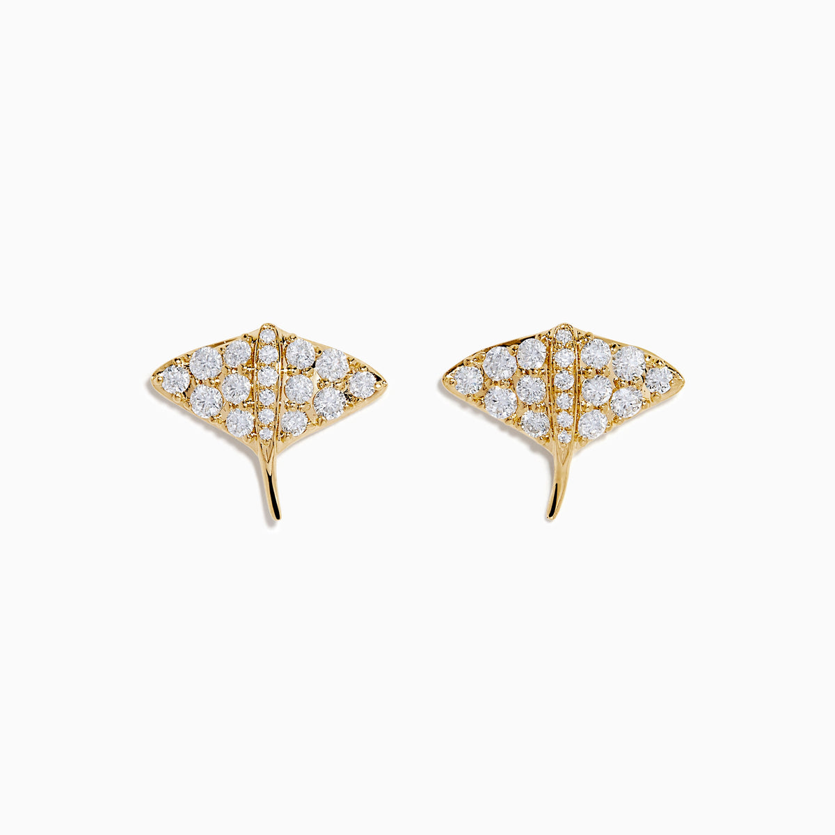 Diamond Pavé Stingray Stud Earrings in 14K Yellow Gold
