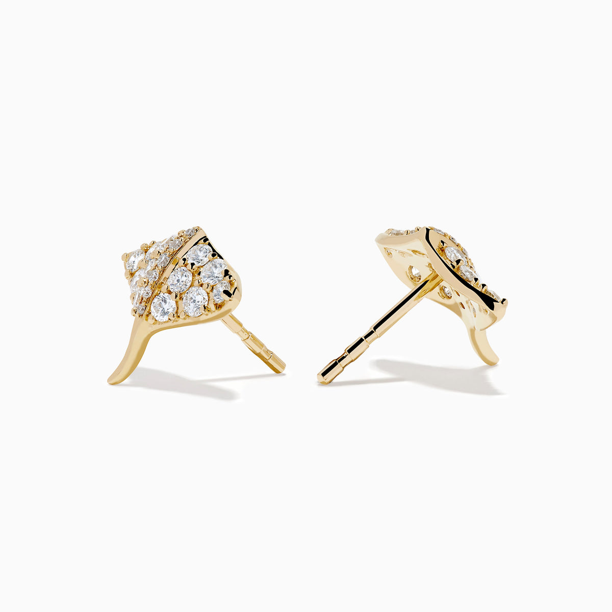 Diamond Pavé Stingray Stud Earrings in 14K Yellow Gold view 2