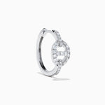 Diamond Link Mini Hoop Earrings in 14K White Gold view 3