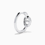 Diamond Link Mini Hoop Earrings in 14K White Gold view 4