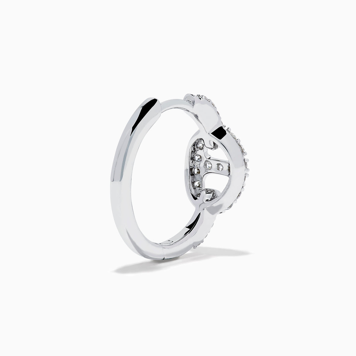 Diamond Link Mini Hoop Earrings in 14K White Gold view 4