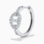 Diamond Link Mini Hoop Earrings in 14K White Gold view 2