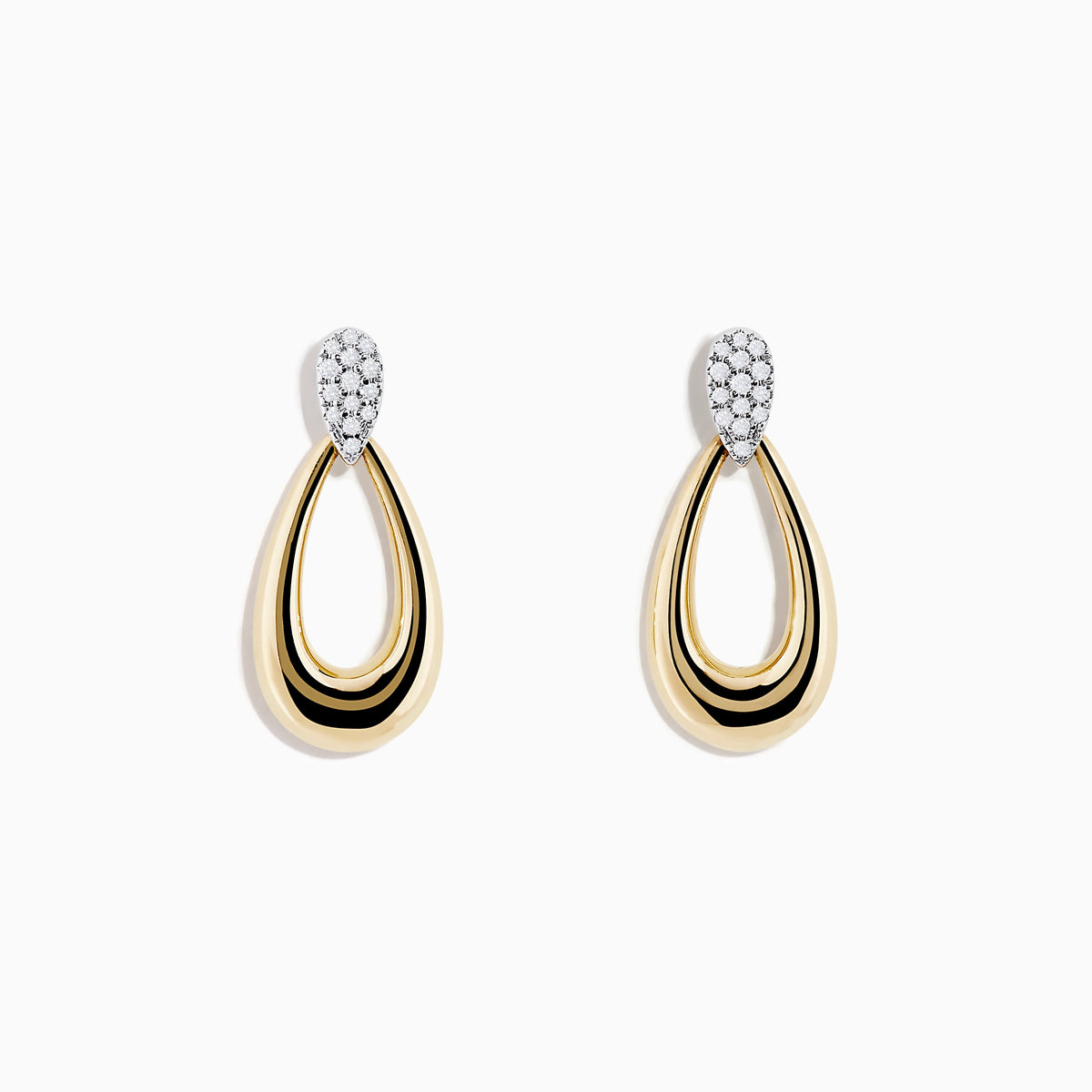Diamond Dewdrop Earrings in 14K Two-Tone Gold