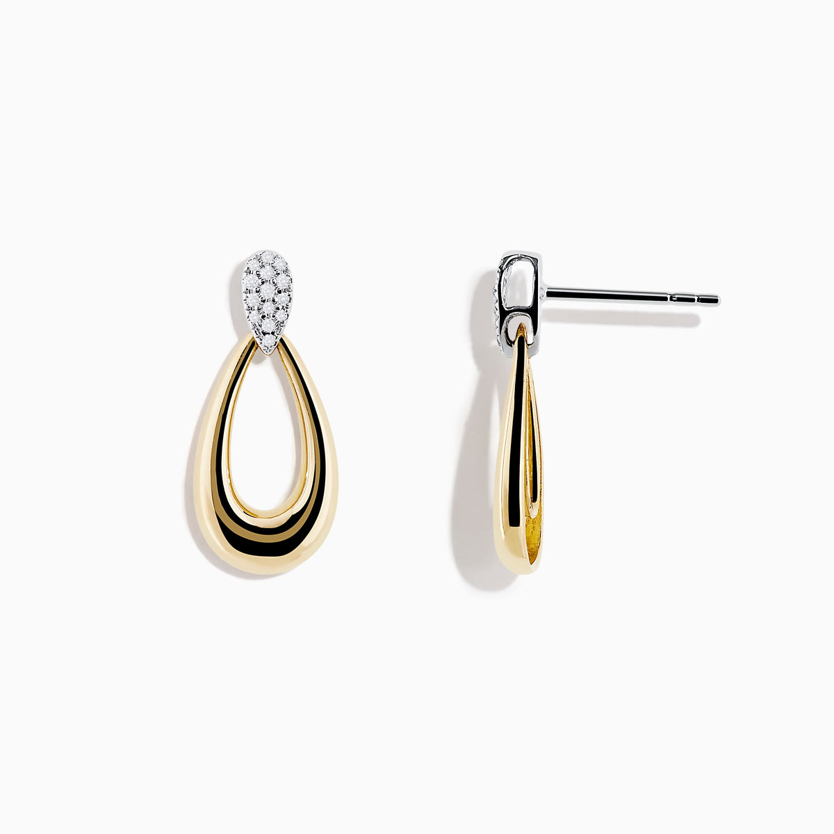 Diamond Dewdrop Earrings in 14K Two-Tone Gold view 2