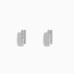 Diamond Triple-Row Channel-Set Huggie Earrings in 14K White Gold