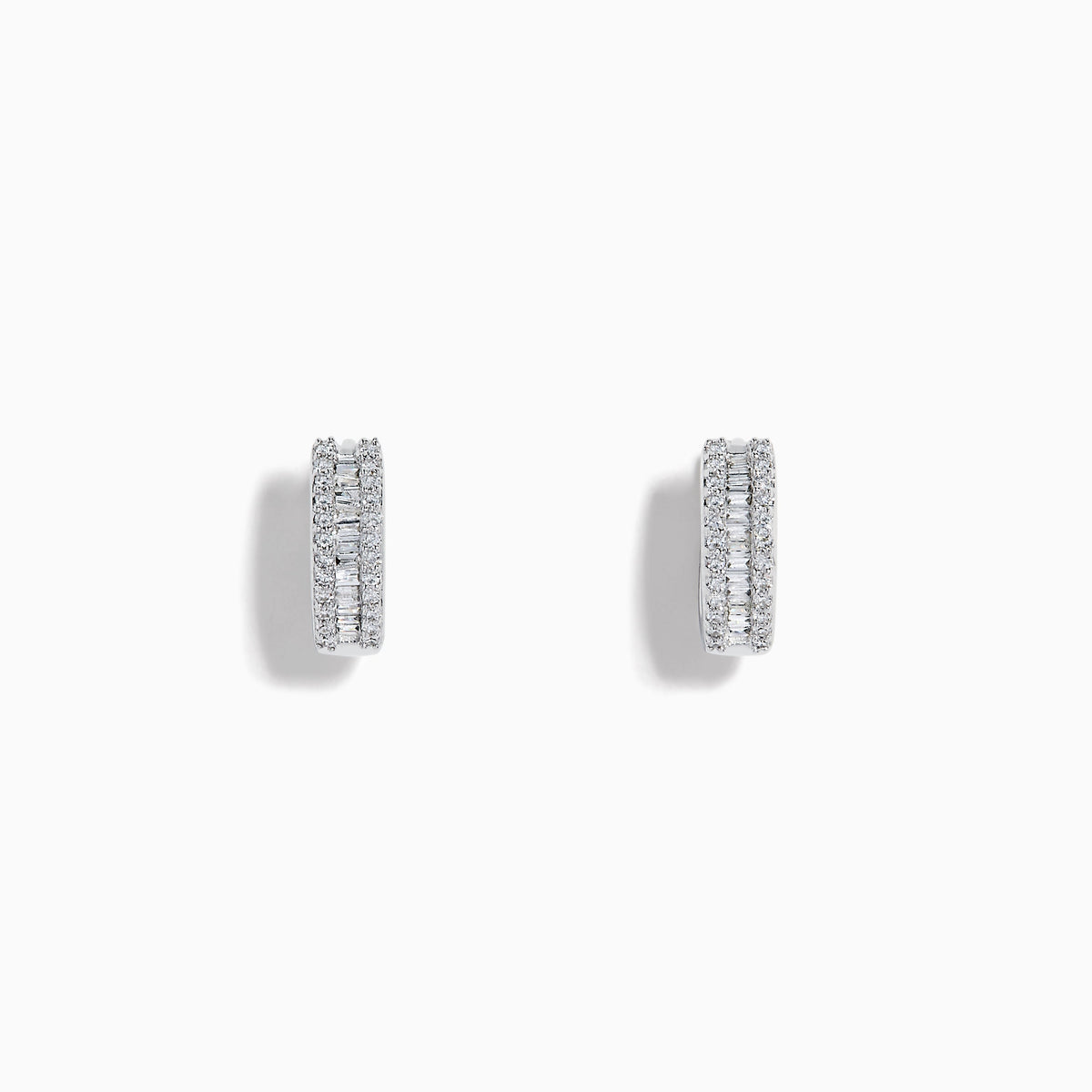 Diamond Triple-Row Channel-Set Huggie Earrings in 14K White Gold