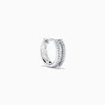 Diamond Triple-Row Channel-Set Huggie Earrings in 14K White Gold view 3