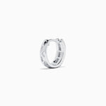 Diamond Triple-Row Channel-Set Huggie Earrings in 14K White Gold view 4
