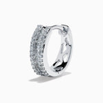 Diamond Triple-Row Channel-Set Huggie Earrings in 14K White Gold view 2