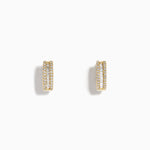 Diamond Triple-Row Channel-Set Huggie Earrings in 14K Yellow Gold