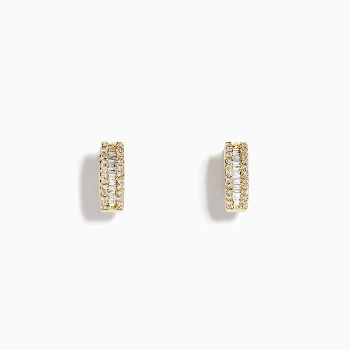 Diamond Triple-Row Channel-Set Huggie Earrings in 14K Yellow Gold