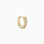 Diamond Triple-Row Channel-Set Huggie Earrings in 14K Yellow Gold view 3