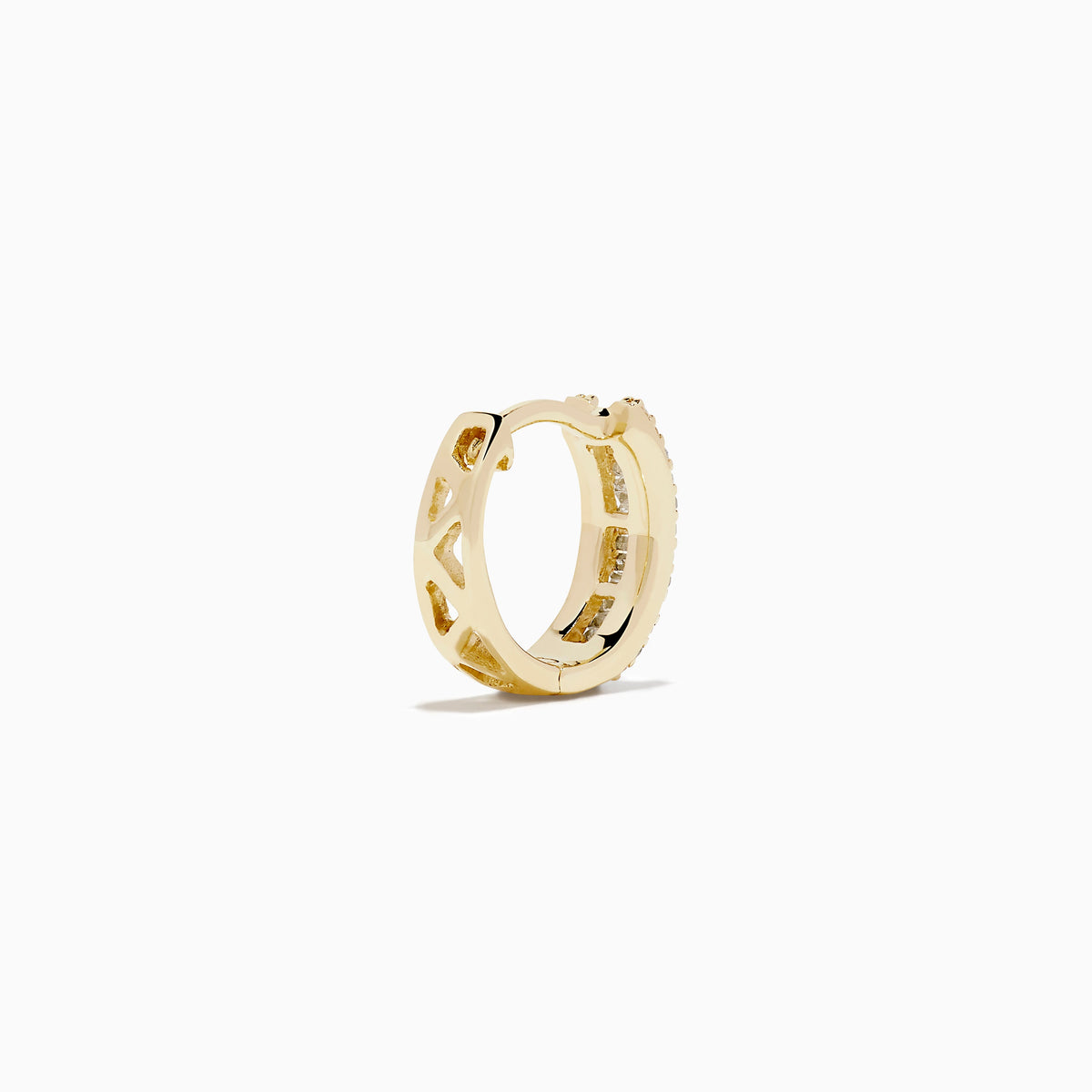Diamond Triple-Row Channel-Set Huggie Earrings in 14K Yellow Gold view 4