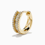Diamond Triple-Row Channel-Set Huggie Earrings in 14K Yellow Gold view 2